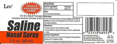 Lee Saline Nasal Spray 3oz Label.jpg label - Lee Saline Nasal Spray 3oz Label